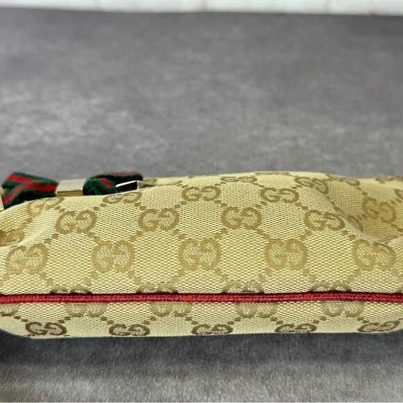 Gucci Sherry Web Bow Khaki Gg Monogram Canvas Wristlet Bag - Picture 5 of 12